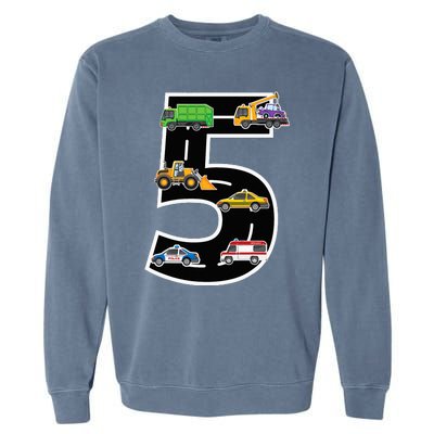 Fifth 5yr 5th Birthday 5 Years Old Birthday Decoration Garment-Dyed Sweatshirt