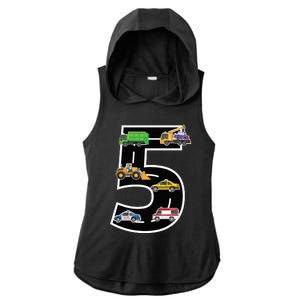 Fifth 5yr 5th Birthday Boy 5 Years Old Birthday Decoration Ladies PosiCharge Tri-Blend Wicking Draft Hoodie Tank