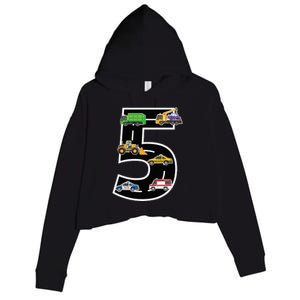 Fifth 5yr 5th Birthday Boy 5 Years Old Birthday Decoration Crop Fleece Hoodie