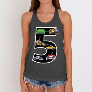 Fifth 5yr 5th Birthday Boy 5 Years Old Birthday Decoration Women's Knotted Racerback Tank