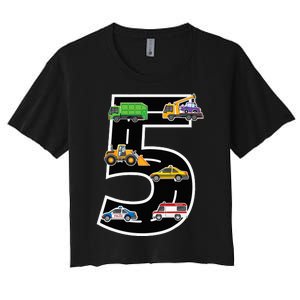 Fifth 5yr 5th Birthday Boy 5 Years Old Birthday Decoration Women's Crop Top Tee