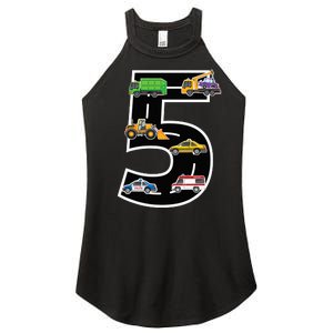 Fifth 5yr 5th Birthday Boy 5 Years Old Birthday Decoration Women's Perfect Tri Rocker Tank