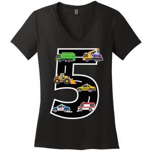 Fifth 5yr 5th Birthday Boy 5 Years Old Birthday Decoration Women's V-Neck T-Shirt