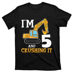 Five 5yr 5th Birthday Digger Construction 5 Years Old T-Shirt