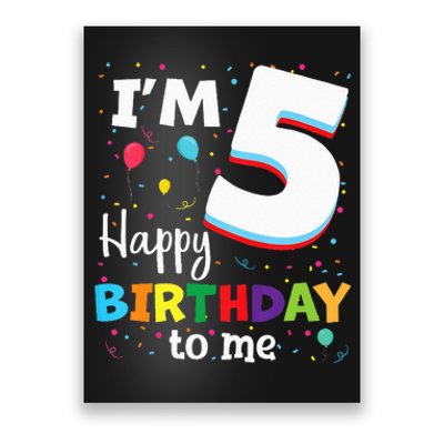 Five 5yr 5th Birthday Happy Birthday 5 Years Old Poster