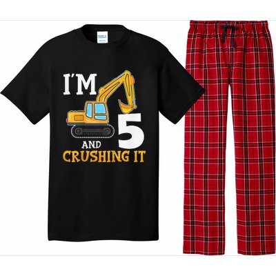 Five 5yr 5th Birthday Digger Construction 5 Years Old Pajama Set