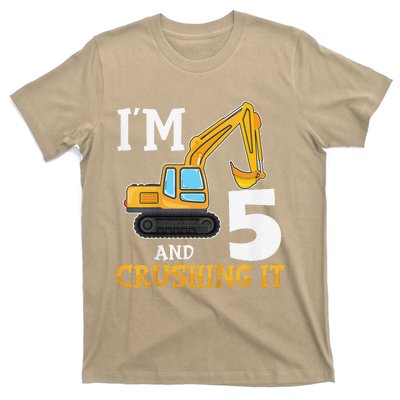 Five 5yr 5th Birthday Digger Construction 5 Years Old T-Shirt