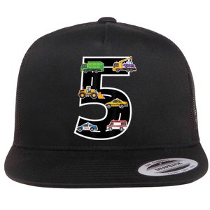 Fifth 5yr 5th Birthday Boy 5 Years Old Birthday Decoration Flat Bill Trucker Hat