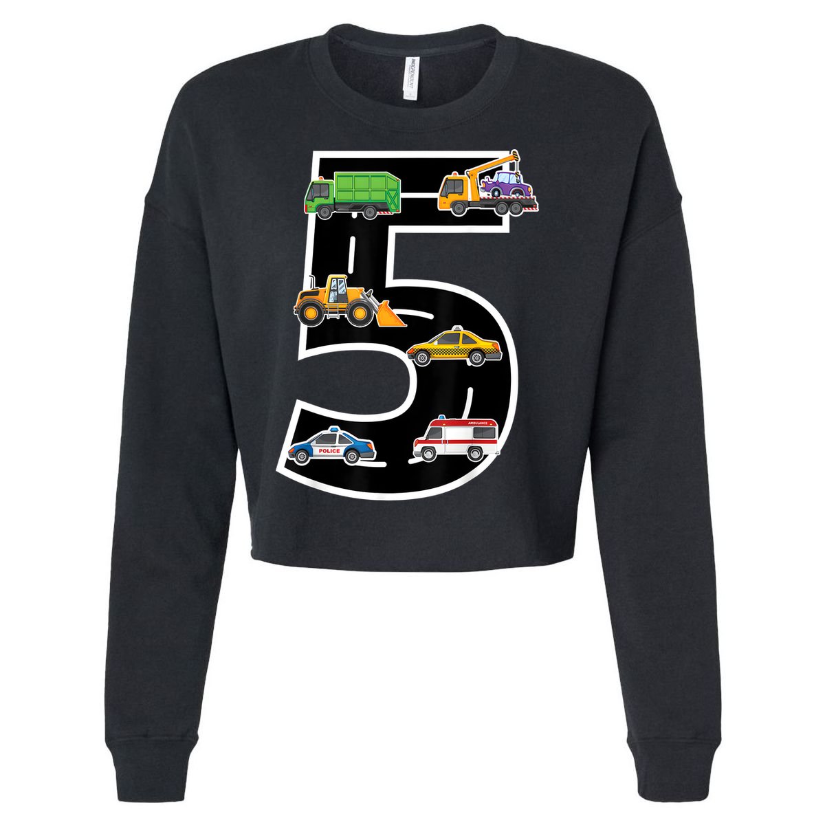 Fifth 5yr 5th Birthday Boy 5 Years Old Birthday Decoration Cropped Pullover Crew