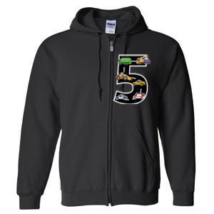 Fifth 5yr 5th Birthday Boy 5 Years Old Birthday Decoration Full Zip Hoodie