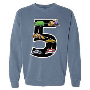 Fifth 5yr 5th Birthday Boy 5 Years Old Birthday Decoration Garment-Dyed Sweatshirt