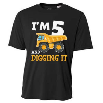 Five 5yr 5th Birthday Construction 5 Years Old Cooling Performance Crew T-Shirt