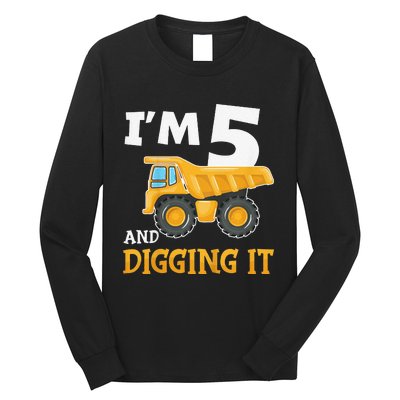 Five 5yr 5th Birthday Construction 5 Years Old Long Sleeve Shirt