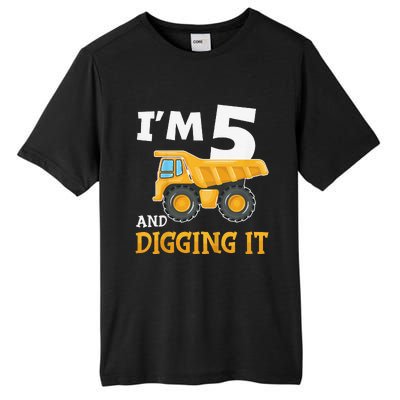 Five 5yr 5th Birthday Construction 5 Years Old Tall Fusion ChromaSoft Performance T-Shirt