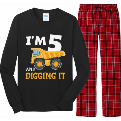 Five 5yr 5th Birthday Construction 5 Years Old Long Sleeve Pajama Set