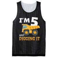 Five 5yr 5th Birthday Construction 5 Years Old Mesh Reversible Basketball Jersey Tank