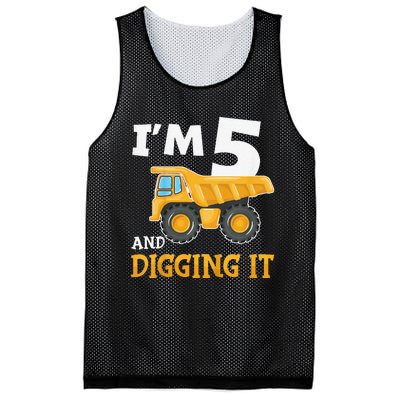 Five 5yr 5th Birthday Construction 5 Years Old Mesh Reversible Basketball Jersey Tank