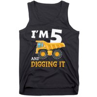 Five 5yr 5th Birthday Construction 5 Years Old Tank Top