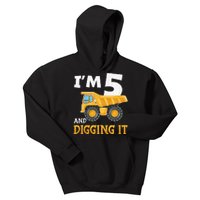 Five 5yr 5th Birthday Construction 5 Years Old Kids Hoodie