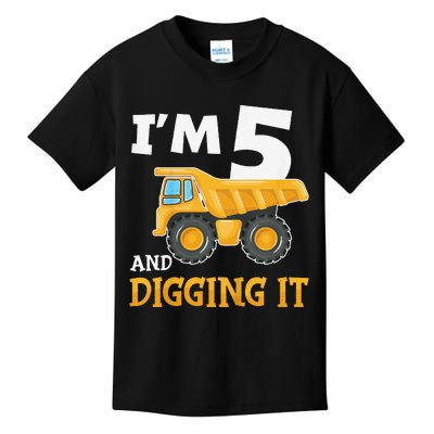 Five 5yr 5th Birthday Construction 5 Years Old Kids T-Shirt