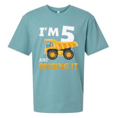 Five 5yr 5th Birthday Construction 5 Years Old Sueded Cloud Jersey T-Shirt