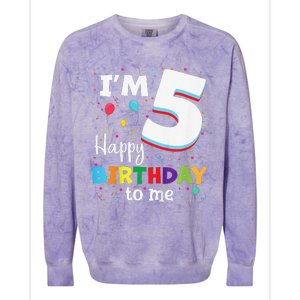 Five 5yr 5th Birthday Happy Birthdays 5 Years Old Colorblast Crewneck Sweatshirt