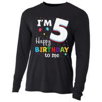 Five 5yr 5th Birthday Happy Birthdays 5 Years Old Cooling Performance Long Sleeve Crew