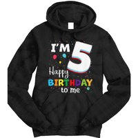 Five 5yr 5th Birthday Happy Birthdays 5 Years Old Tie Dye Hoodie