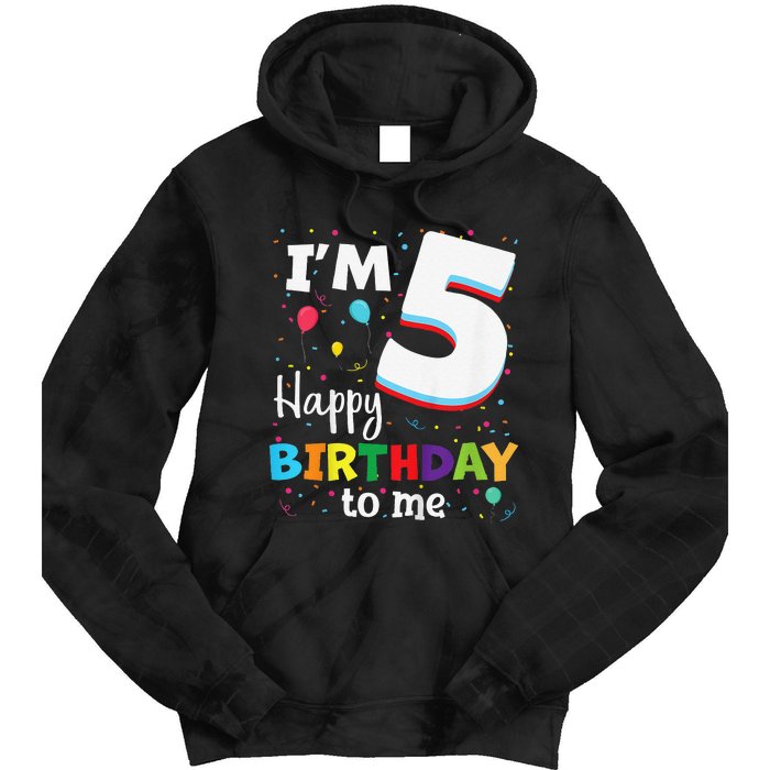 Five 5yr 5th Birthday Happy Birthdays 5 Years Old Tie Dye Hoodie