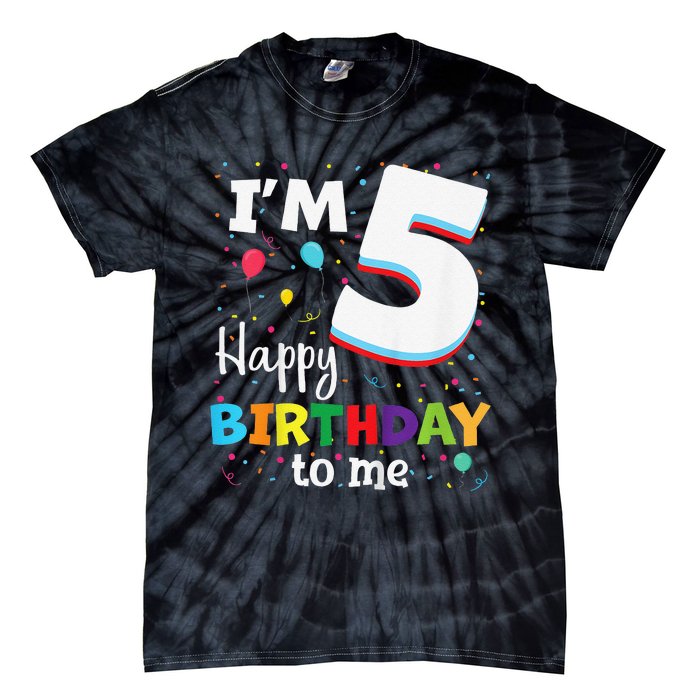 Five 5yr 5th Birthday Happy Birthdays 5 Years Old Tie-Dye T-Shirt