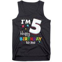 Five 5yr 5th Birthday Happy Birthdays 5 Years Old Tank Top