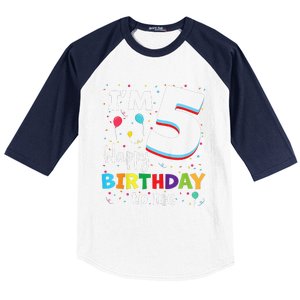 Five 5yr 5th Birthday Happy Birthdays 5 Years Old Baseball Sleeve Shirt