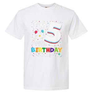 Five 5yr 5th Birthday Happy Birthdays 5 Years Old Garment-Dyed Heavyweight T-Shirt