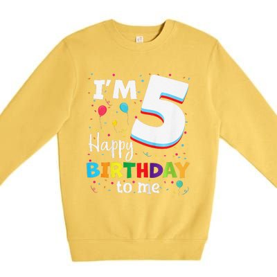 Five 5yr 5th Birthday Happy Birthday 5 Years Old Premium Crewneck Sweatshirt