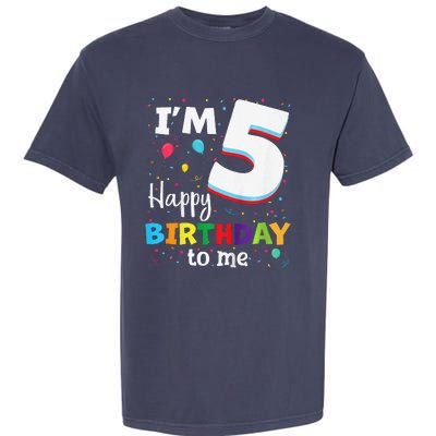 Five 5yr 5th Birthday Happy Birthday 5 Years Old Garment-Dyed Heavyweight T-Shirt