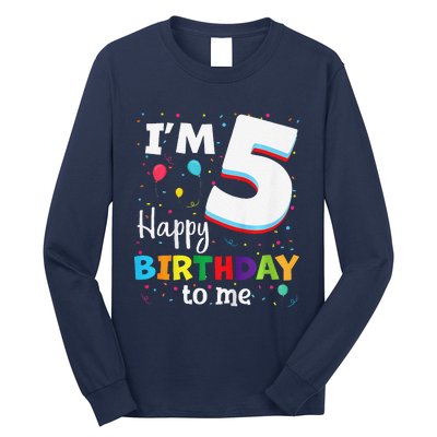 Five 5yr 5th Birthday Happy Birthday 5 Years Old Long Sleeve Shirt