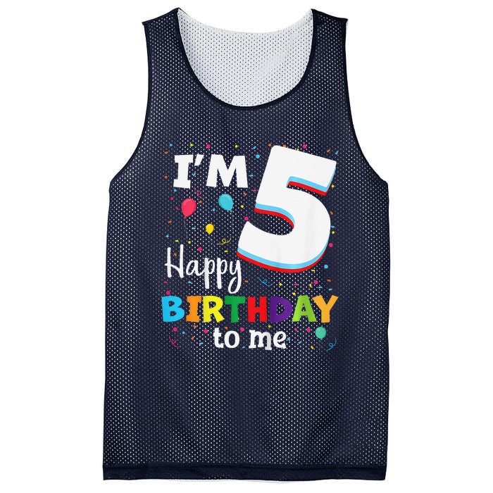 Five 5yr 5th Birthday Happy Birthday 5 Years Old Mesh Reversible Basketball Jersey Tank