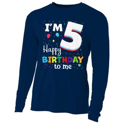 Five 5yr 5th Birthday Happy Birthday 5 Years Old Cooling Performance Long Sleeve Crew