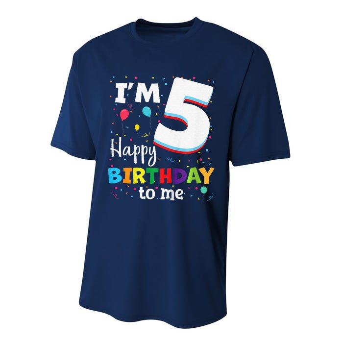 Five 5yr 5th Birthday Happy Birthday 5 Years Old Performance Sprint T-Shirt