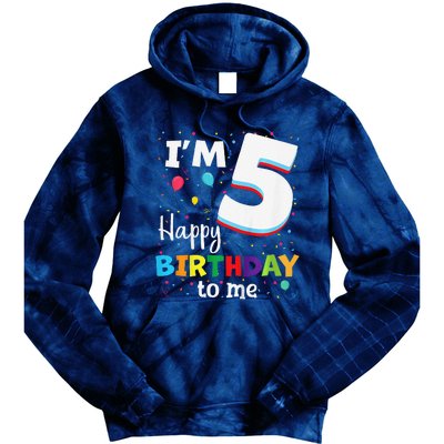 Five 5yr 5th Birthday Happy Birthday 5 Years Old Tie Dye Hoodie