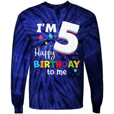 Five 5yr 5th Birthday Happy Birthday 5 Years Old Tie-Dye Long Sleeve Shirt