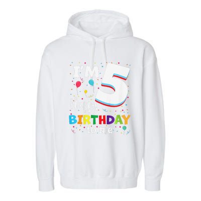 Five 5yr 5th Birthday Happy Birthday 5 Years Old Garment-Dyed Fleece Hoodie