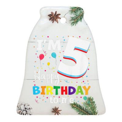 Five 5yr 5th Birthday Happy Birthday 5 Years Old Ceramic Bell Ornament