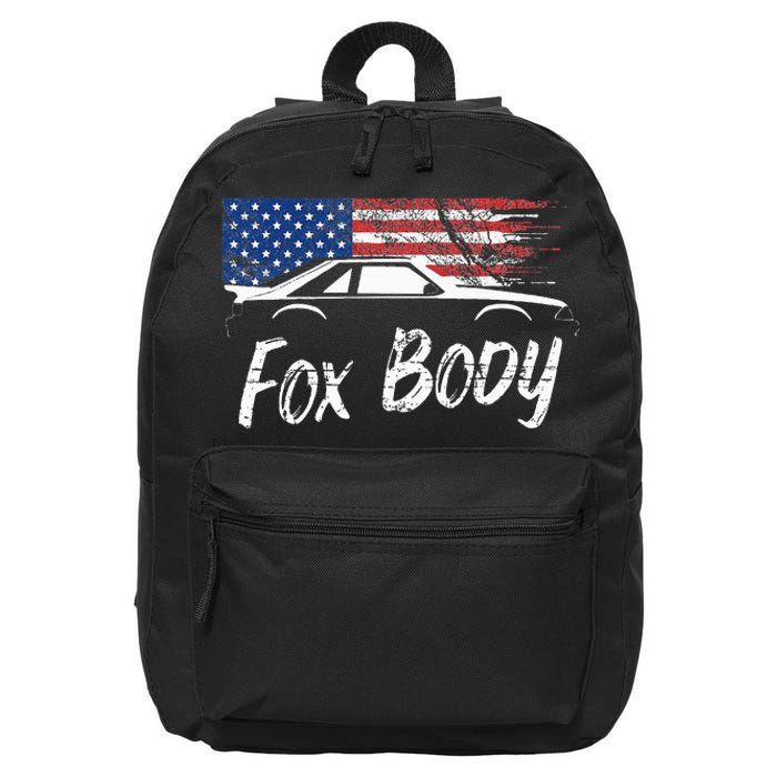 Foxbody 5.0 American Flag Stang Muscle Car 16 in Basic Backpack