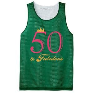 Funny 50th Birthday 50 & Fabulous Mesh Reversible Basketball Jersey Tank