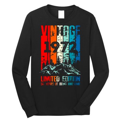 Funny 50th Birthday Gift Men Vintage 1972 Long Sleeve Shirt