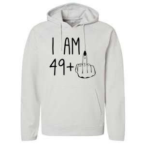 Funny 50th Birthday Women Girl: I Am 49 Plus 1 Middle Finger Performance Fleece Hoodie