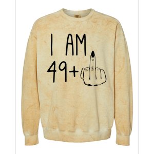 Funny 50th Birthday Women Girl: I Am 49 Plus 1 Middle Finger Colorblast Crewneck Sweatshirt