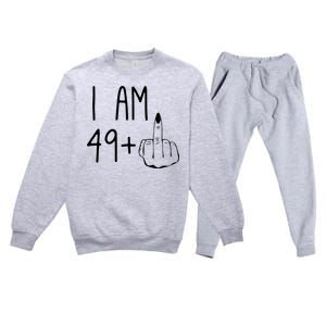 Funny 50th Birthday Women Girl: I Am 49 Plus 1 Middle Finger Premium Crewneck Sweatsuit Set