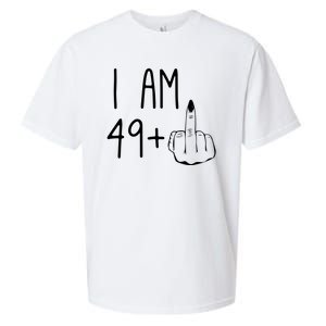 Funny 50th Birthday Women Girl: I Am 49 Plus 1 Middle Finger Sueded Cloud Jersey T-Shirt